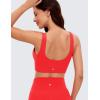 imageCRZ YOGA Butterluxe Womens U Back Sports Bra  Scoop Neck Padded Low Impact Yoga Clothes Workout Crop Top with Built in PadsDeep Red