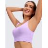 imageCRZ YOGA Butterluxe Womens U Back Sports Bra  Scoop Neck Padded Low Impact Yoga Clothes Workout Crop Top with Built in PadsElfin Purple
