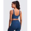 imageCRZ YOGA Butterluxe Womens U Back Sports Bra  Scoop Neck Padded Low Impact Yoga Clothes Workout Crop Top with Built in PadsFrench Navy