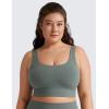 imageCRZ YOGA Butterluxe Womens U Back Sports Bra  Scoop Neck Padded Low Impact Yoga Clothes Workout Crop Top with Built in PadsGrey Sage