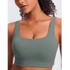 imageCRZ YOGA Butterluxe Womens U Back Sports Bra  Scoop Neck Padded Low Impact Yoga Clothes Workout Crop Top with Built in PadsGrey Sage