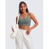 imageCRZ YOGA Butterluxe Womens U Back Sports Bra  Scoop Neck Padded Low Impact Yoga Clothes Workout Crop Top with Built in PadsGrey Sage
