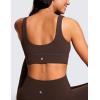 imageCRZ YOGA Butterluxe Womens U Back Sports Bra  Scoop Neck Padded Low Impact Yoga Clothes Workout Crop Top with Built in PadsHot Fudge Brown