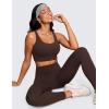 imageCRZ YOGA Butterluxe Womens U Back Sports Bra  Scoop Neck Padded Low Impact Yoga Clothes Workout Crop Top with Built in PadsHot Fudge Brown