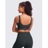 imageCRZ YOGA Butterluxe Womens U Back Sports Bra  Scoop Neck Padded Low Impact Yoga Clothes Workout Crop Top with Built in PadsMelanite