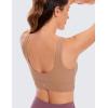 imageCRZ YOGA Butterluxe Womens U Back Sports Bra  Scoop Neck Padded Low Impact Yoga Clothes Workout Crop Top with Built in PadsMocha Mousse