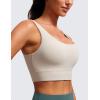 imageCRZ YOGA Butterluxe Womens U Back Sports Bra  Scoop Neck Padded Low Impact Yoga Clothes Workout Crop Top with Built in PadsMojave Tan