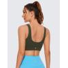 imageCRZ YOGA Butterluxe Womens U Back Sports Bra  Scoop Neck Padded Low Impact Yoga Clothes Workout Crop Top with Built in PadsOlive Green
