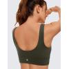 imageCRZ YOGA Butterluxe Womens U Back Sports Bra  Scoop Neck Padded Low Impact Yoga Clothes Workout Crop Top with Built in PadsOlive Green