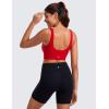 imageCRZ YOGA Butterluxe Womens U Back Sports Bra  Scoop Neck Padded Low Impact Yoga Clothes Workout Crop Top with Built in PadsRed Chili