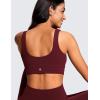 imageCRZ YOGA Butterluxe Womens U Back Sports Bra  Scoop Neck Padded Low Impact Yoga Clothes Workout Crop Top with Built in PadsRed Merlot