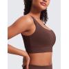 imageCRZ YOGA Butterluxe Womens U Back Sports Bra  Scoop Neck Padded Low Impact Yoga Clothes Workout Crop Top with Built in PadsTaupe