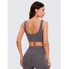imageCRZ YOGA Butterluxe Womens U Back Sports Bra  Scoop Neck Padded Low Impact Yoga Clothes Workout Crop Top with Built in PadsTornado Grey