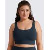 imageCRZ YOGA Butterluxe Womens U Back Sports Bra  Scoop Neck Padded Low Impact Yoga Clothes Workout Crop Top with Built in PadsTrue Navy