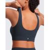 imageCRZ YOGA Butterluxe Womens U Back Sports Bra  Scoop Neck Padded Low Impact Yoga Clothes Workout Crop Top with Built in PadsTrue Navy