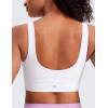 imageCRZ YOGA Butterluxe Womens U Back Sports Bra  Scoop Neck Padded Low Impact Yoga Clothes Workout Crop Top with Built in PadsWhite