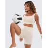 imageCRZ YOGA Butterluxe Womens U Back Sports Bra  Scoop Neck Padded Low Impact Yoga Clothes Workout Crop Top with Built in PadsWhite Apricot
