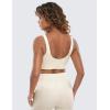 imageCRZ YOGA Butterluxe Womens U Back Sports Bra  Scoop Neck Padded Low Impact Yoga Clothes Workout Crop Top with Built in PadsWhite Apricot