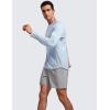 imageCRZ YOGA Lightweight Long Sleeve Shirts for Men Moisture Wicking Quick Dry TShirt Workout Running Basic Tee TopsChambray Blue Heather