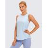 imageCRZ YOGA Lightweight Racerback Tank Tops for Women High Neck Workout Athletic Running Sleeveless ShirtsBlue Linen