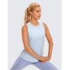 imageCRZ YOGA Lightweight Racerback Tank Tops for Women High Neck Workout Athletic Running Sleeveless ShirtsBlue Linen