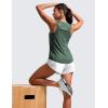 imageCRZ YOGA Lightweight Racerback Tank Tops for Women High Neck Workout Athletic Running Sleeveless ShirtsGraphite Green