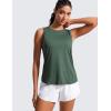 imageCRZ YOGA Lightweight Racerback Tank Tops for Women High Neck Workout Athletic Running Sleeveless ShirtsGraphite Green