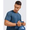 imageCRZ YOGA Lightweight Short Sleeve TShirt for Men Quick Dry Workout Running Athletic Tee Shirt TopsOcean Blue Heather