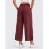 imageCRZ YOGA Lightweight Wide Leg Cropped Pants for Women High Waisted Loose Casual Lounge Travel Work Sweatpants SummerRed Merlot
