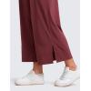 imageCRZ YOGA Lightweight Wide Leg Cropped Pants for Women High Waisted Loose Casual Lounge Travel Work Sweatpants SummerRed Merlot
