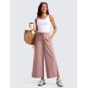 imageCRZ YOGA Lightweight Wide Leg Cropped Pants for Women High Waisted Loose Casual Lounge Travel Work Sweatpants SummerTwilight Rose Pink