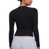 imageCRZ YOGA Long Sleeve Shirts for Women Soft Crew Neck Fall Basic Tight Tops Fitted Casual Going Out TShirtsBlack