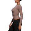 imageCRZ YOGA Long Sleeve Shirts for Women Soft Crew Neck Fall Basic Tight Tops Fitted Casual Going Out TShirtsBrown Purple