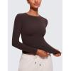 imageCRZ YOGA Long Sleeve Shirts for Women Soft Crew Neck Fall Basic Tight Tops Fitted Casual Going Out TShirtsHot Fudge Brown
