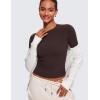 imageCRZ YOGA Long Sleeve Shirts for Women Soft Crew Neck Fall Basic Tight Tops Fitted Casual Going Out TShirtsHot Fudge Brown