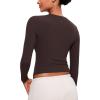 imageCRZ YOGA Long Sleeve Shirts for Women Soft Crew Neck Fall Basic Tight Tops Fitted Casual Going Out TShirtsHot Fudge Brown