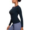 imageCRZ YOGA Long Sleeve Shirts for Women Soft Crew Neck Fall Basic Tight Tops Fitted Casual Going Out TShirtsTrue Navy