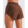 imageCRZ YOGA Mid Waisted Dolphin Athletic Shorts for Women 4quot Lightweight High Split for Gym Workout with Liner Quick DryCoffee Brown