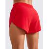imageCRZ YOGA Mid Waisted Dolphin Athletic Shorts for Women 4quot Lightweight High Split for Gym Workout with Liner Quick DryDeep Red