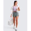 imageCRZ YOGA Mid Waisted Dolphin Athletic Shorts for Women 4quot Lightweight High Split for Gym Workout with Liner Quick DryGrey Sage