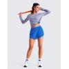 imageCRZ YOGA Mid Waisted Dolphin Athletic Shorts for Women 4quot Lightweight High Split for Gym Workout with Liner Quick DrySparkle Blue