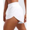 imageCRZ YOGA Mid Waisted Dolphin Athletic Shorts for Women 4quot Lightweight High Split for Gym Workout with Liner Quick DryWhite
