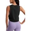 imageCRZ YOGA Pima Cotton Cropped Workout Tank Tops for Women  Sleeveless Sports Athletic Yoga Running Gym Crop ShirtsBlack