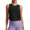 imageCRZ YOGA Pima Cotton Cropped Workout Tank Tops for Women  Sleeveless Sports Athletic Yoga Running Gym Crop ShirtsBlack