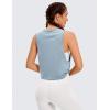 imageCRZ YOGA Pima Cotton Cropped Workout Tank Tops for Women  Sleeveless Sports Athletic Yoga Running Gym Crop ShirtsDeep Armholecambric Blue