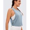 imageCRZ YOGA Pima Cotton Cropped Workout Tank Tops for Women  Sleeveless Sports Athletic Yoga Running Gym Crop ShirtsDeep Armholecambric Blue