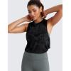 imageCRZ YOGA Pima Cotton Cropped Workout Tank Tops for Women  Sleeveless Sports Athletic Yoga Running Gym Crop ShirtsDeep Armholecamo Multi 6