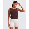 imageCRZ YOGA Pima Cotton Cropped Workout Tank Tops for Women  Sleeveless Sports Athletic Yoga Running Gym Crop ShirtsDeep Armholedark Red