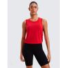imageCRZ YOGA Pima Cotton Cropped Workout Tank Tops for Women  Sleeveless Sports Athletic Yoga Running Gym Crop ShirtsDeep Armholefestival Red