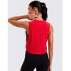imageCRZ YOGA Pima Cotton Cropped Workout Tank Tops for Women  Sleeveless Sports Athletic Yoga Running Gym Crop ShirtsDeep Armholefestival Red